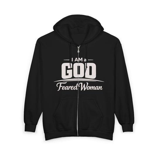 God-Fearing Woman Zip Hoodie — Christian Faith Full-Zip Sweatshirt