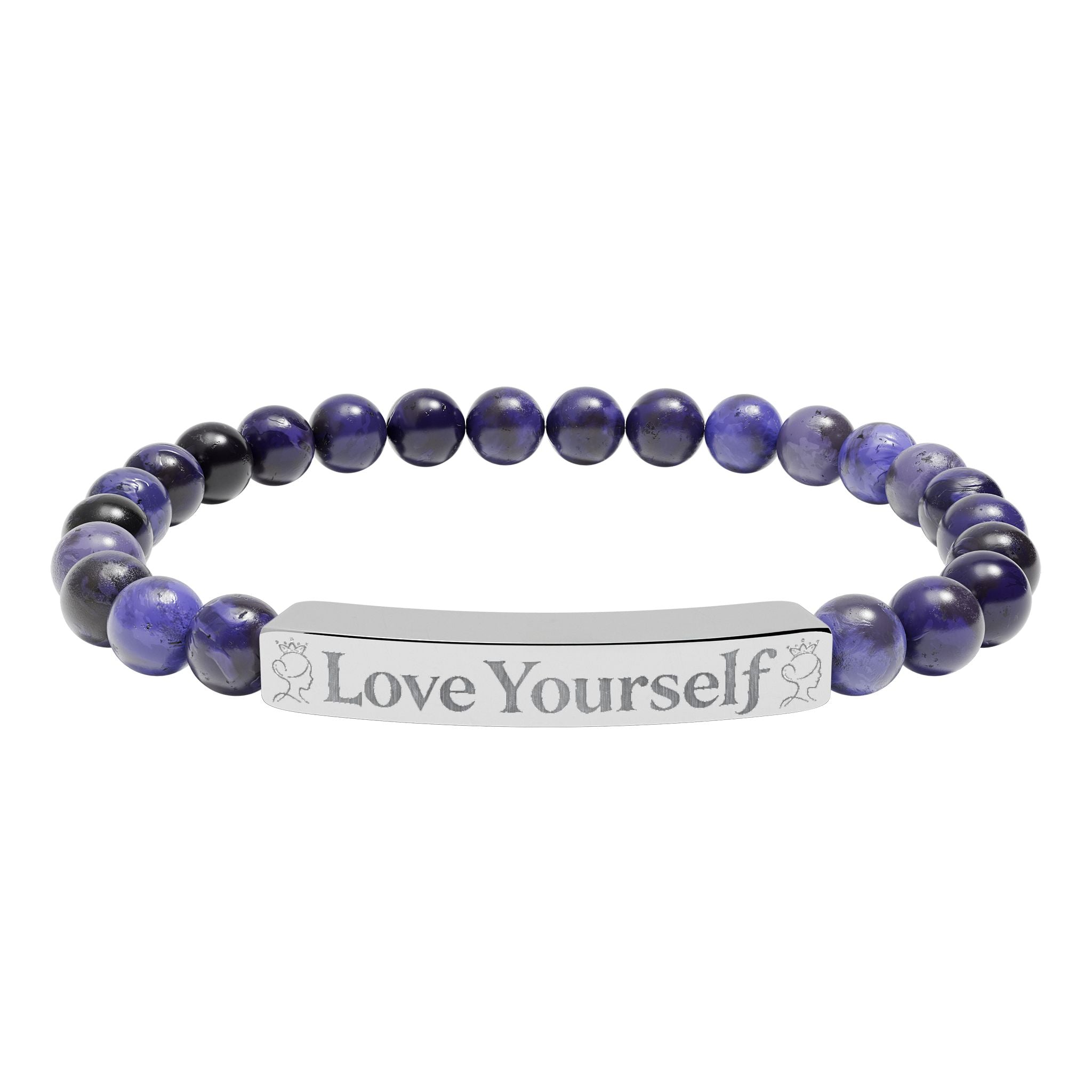 Engraved 'Love Yourself' Natural Stone Stretch Bracelet