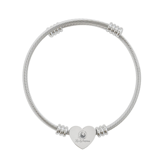 Engravable Heart Cuff Bracelet — Personalized Initial Heart Charm (Silver & Gold)