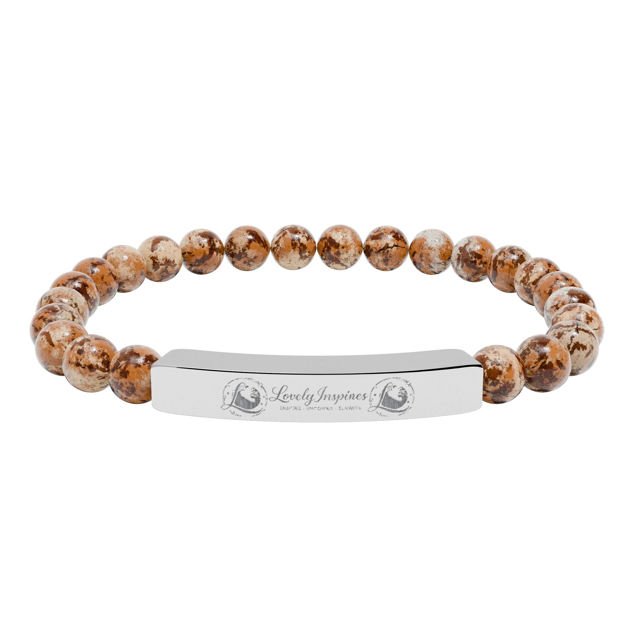 Engraved 'Love Yourself' Natural Stone Stretch Bracelet