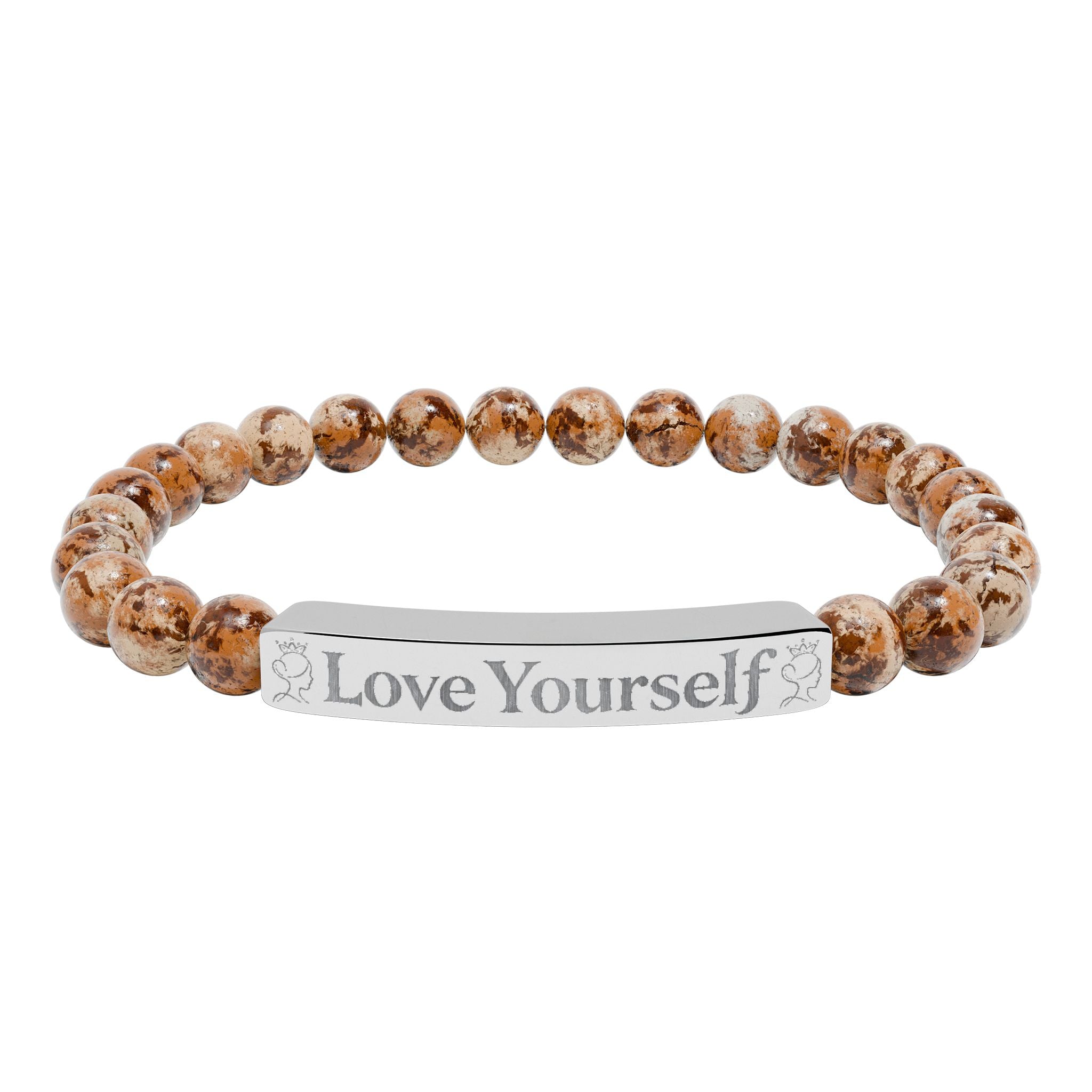 Engraved 'Love Yourself' Natural Stone Stretch Bracelet