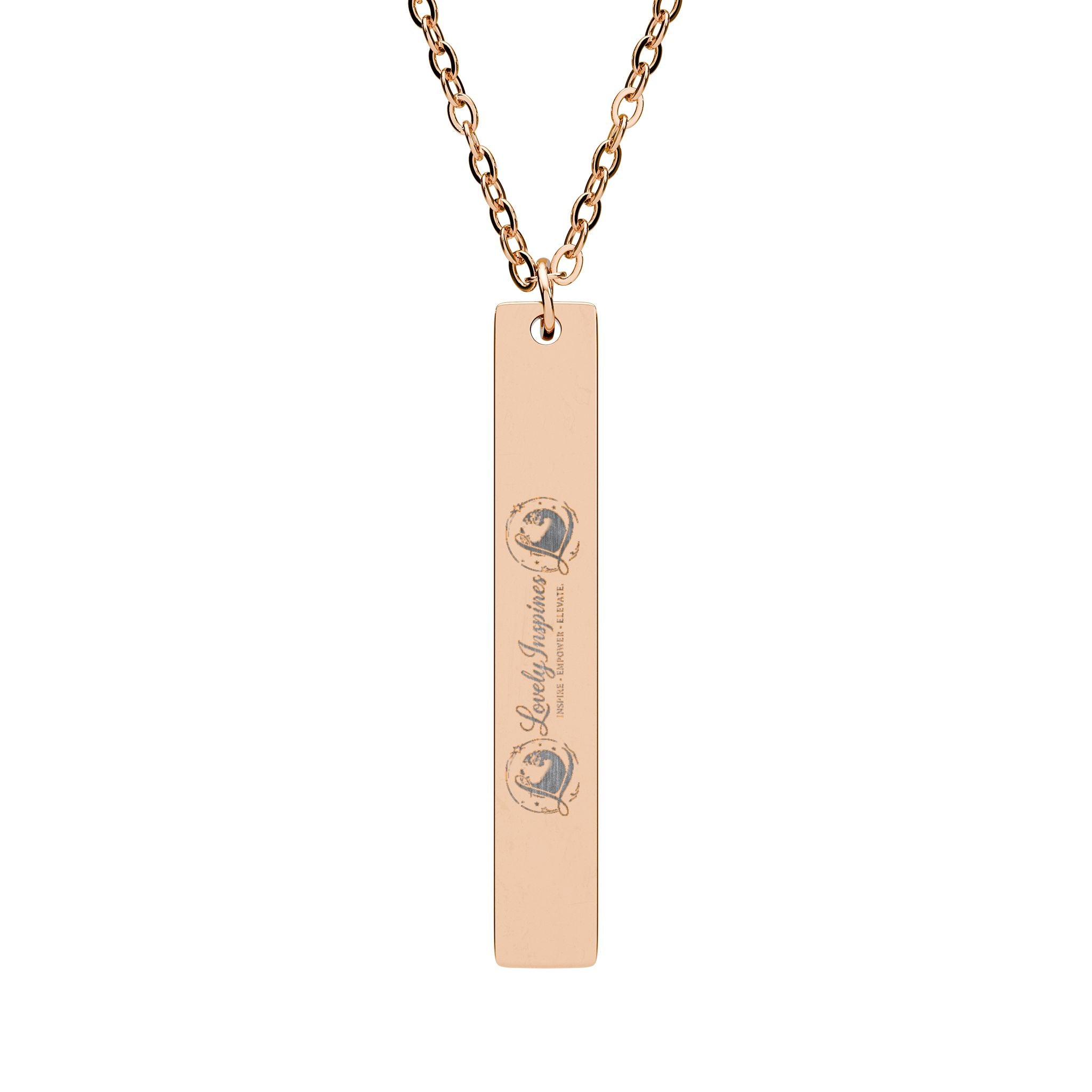 Love Yourself Vertical Bar Necklace — Engraved Inspirational Pendant