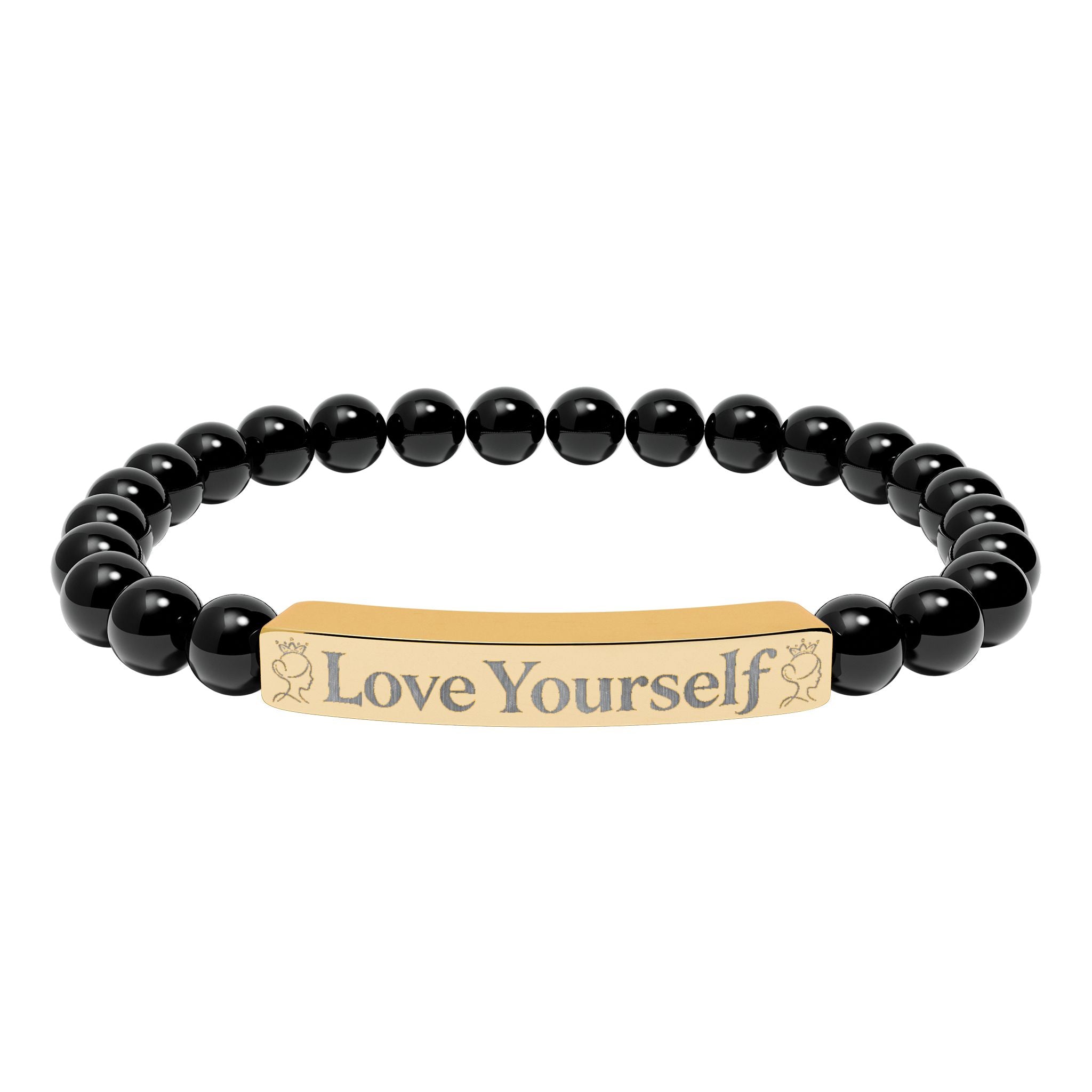 Engraved 'Love Yourself' Natural Stone Stretch Bracelet