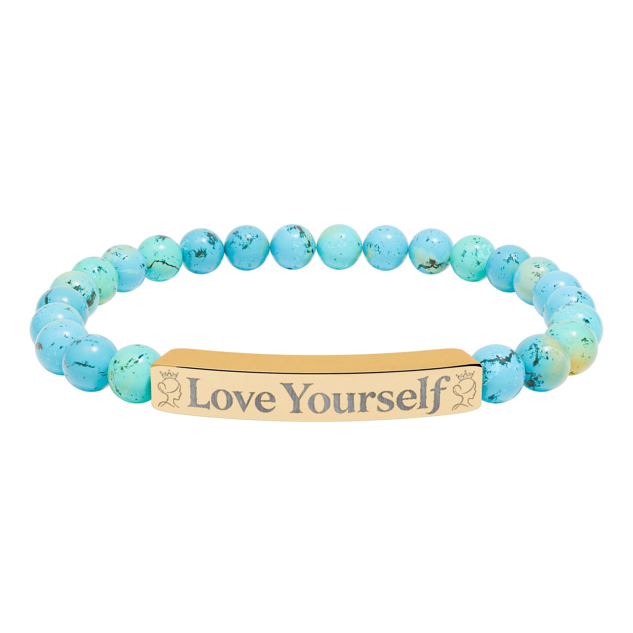 Engraved 'Love Yourself' Natural Stone Stretch Bracelet