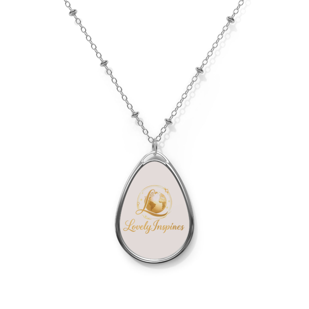Princess Silhouette Oval Necklace — Sterling Teardrop Pendant Jewelry