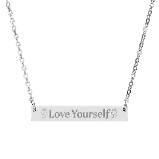 Engraved "Love Yourself" Horizontal Bar Necklace