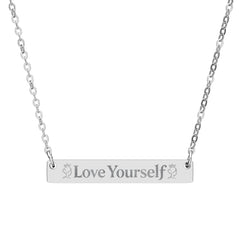 Engraved "Love Yourself" Horizontal Bar Necklace