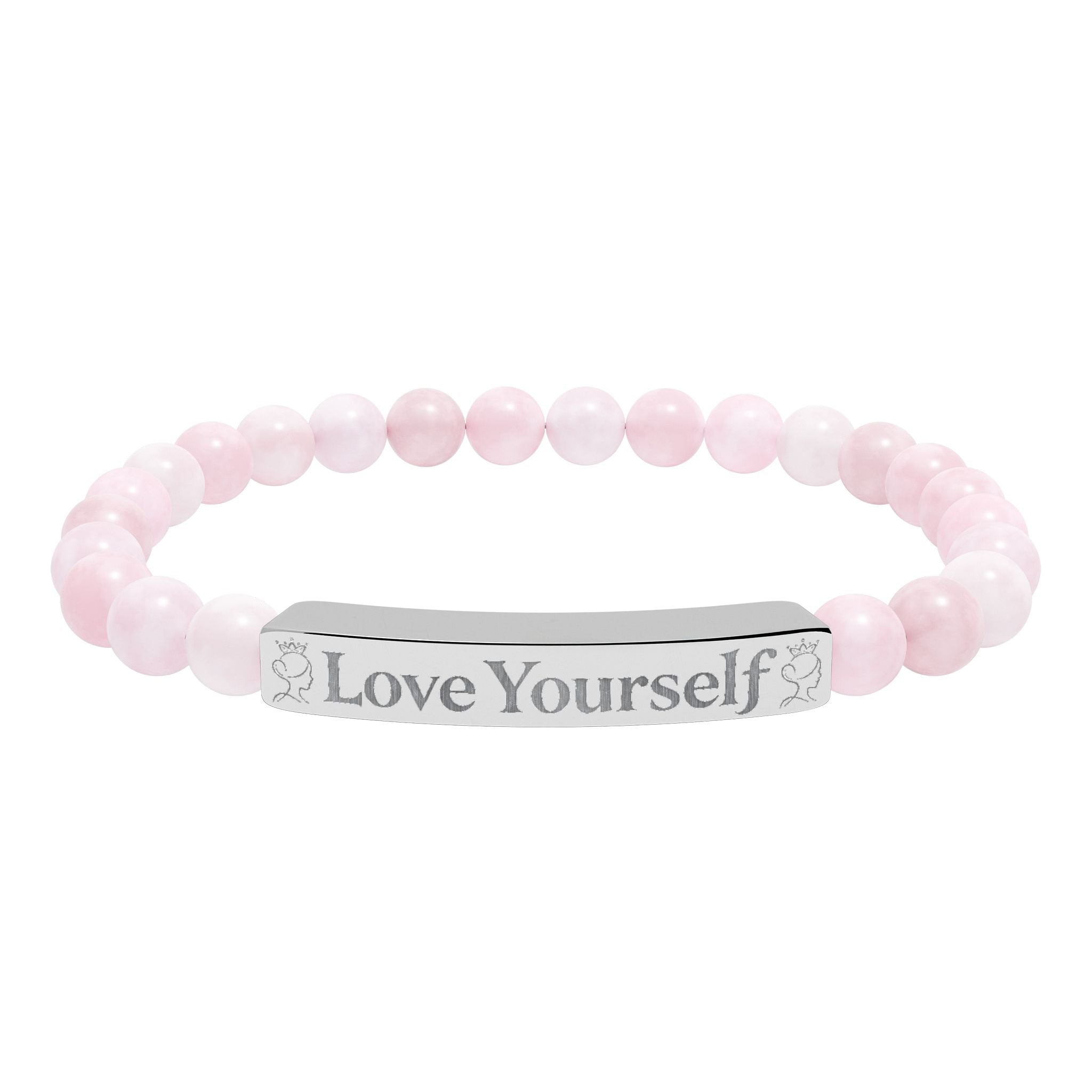 Engraved 'Love Yourself' Natural Stone Stretch Bracelet