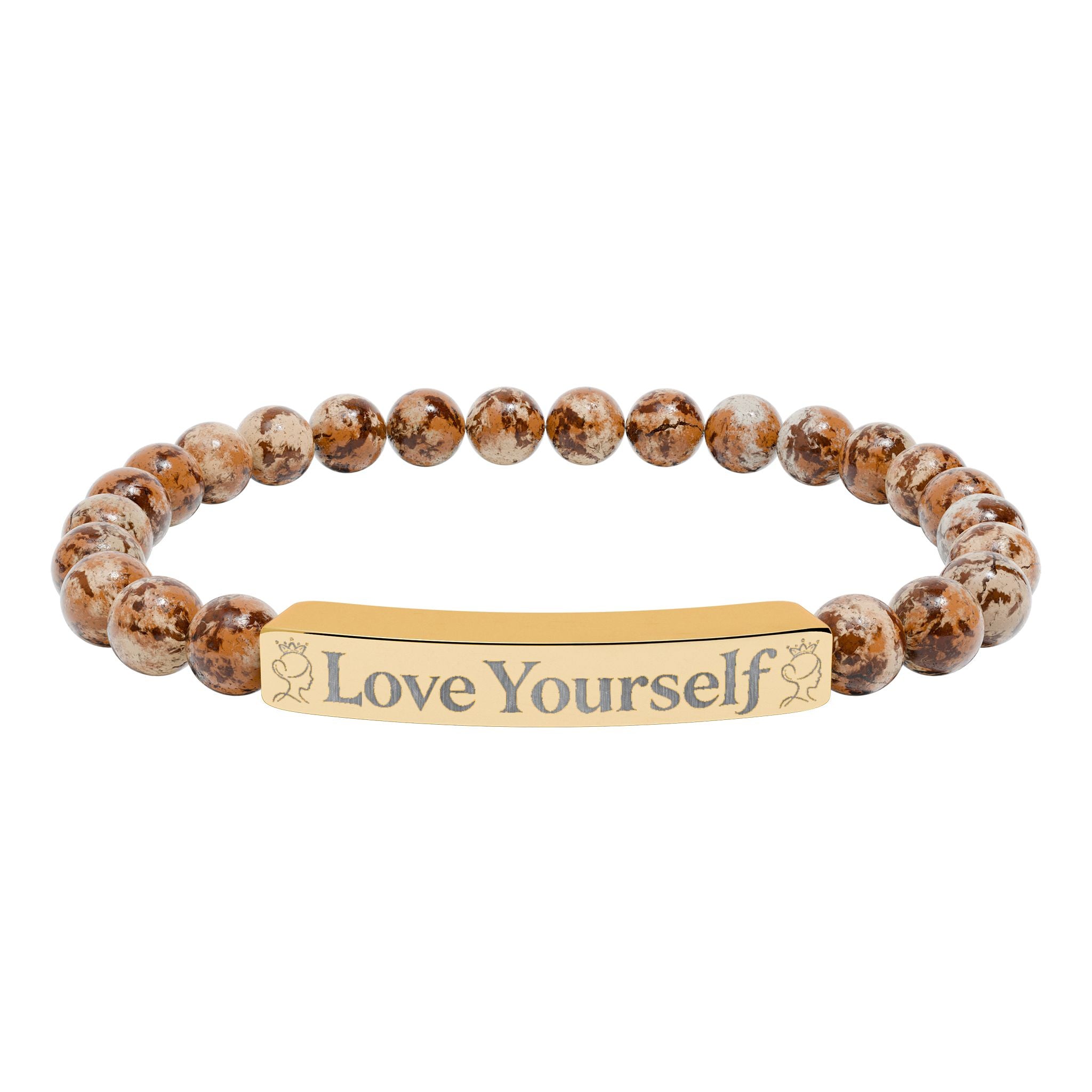 Engraved 'Love Yourself' Natural Stone Stretch Bracelet