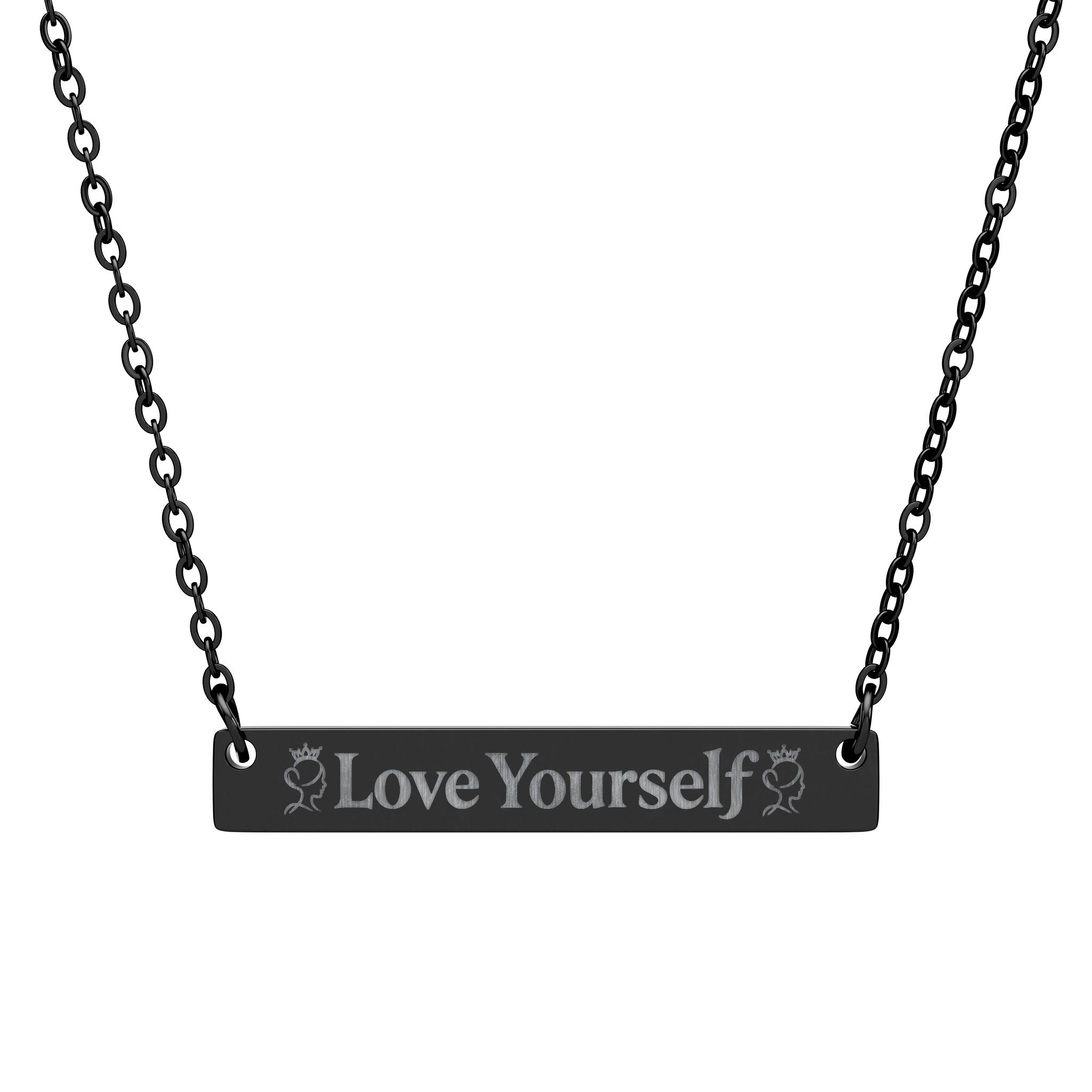Engraved "Love Yourself" Horizontal Bar Necklace