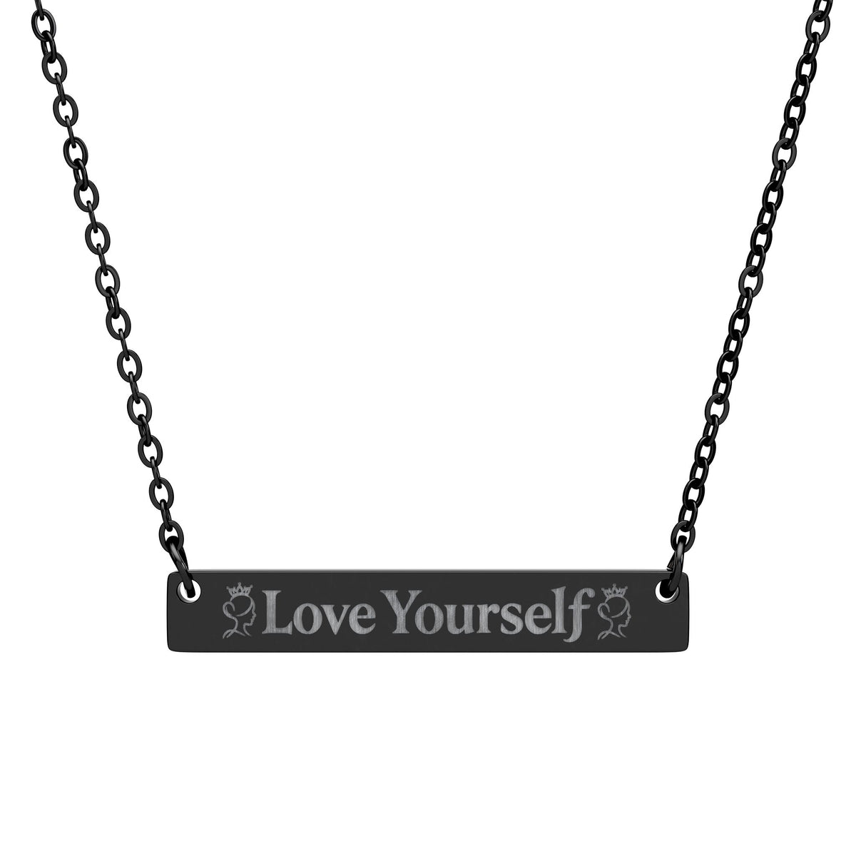 Engraved "Love Yourself" Horizontal Bar Necklace