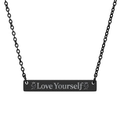 Engraved "Love Yourself" Horizontal Bar Necklace