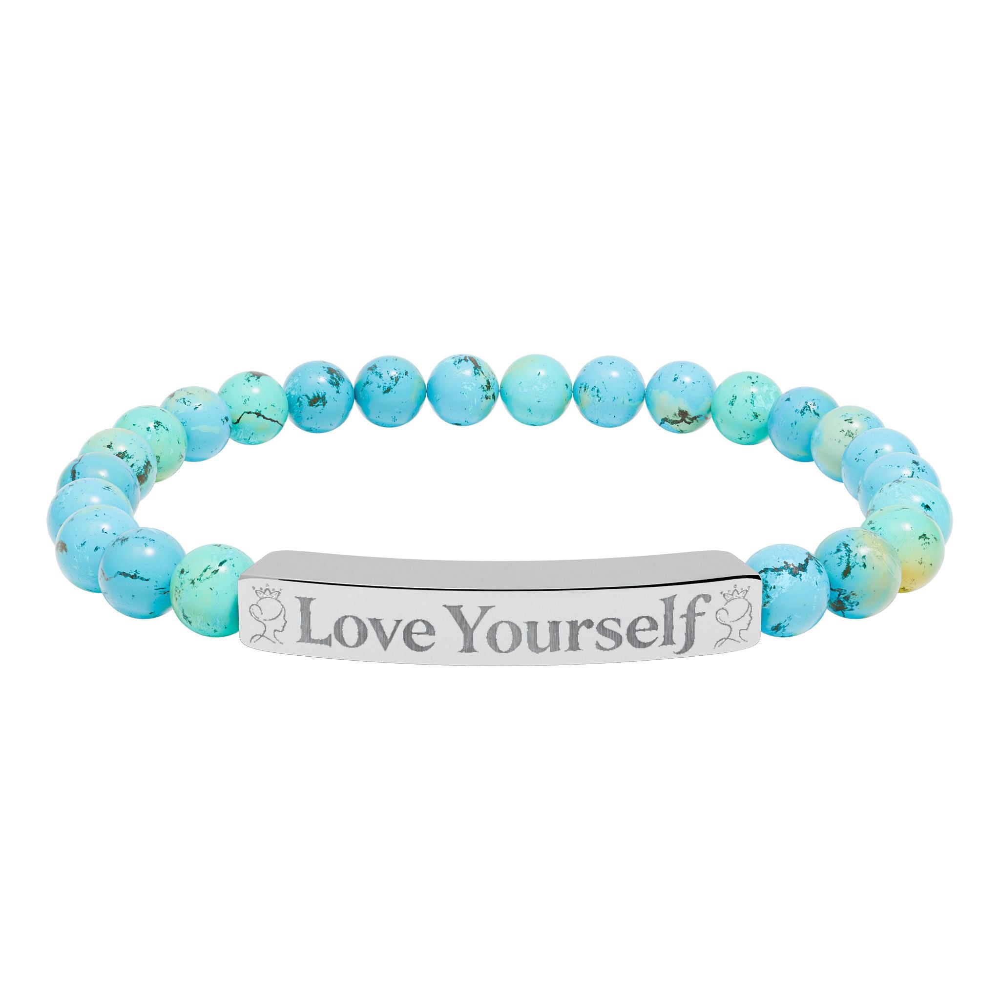Engraved 'Love Yourself' Natural Stone Stretch Bracelet