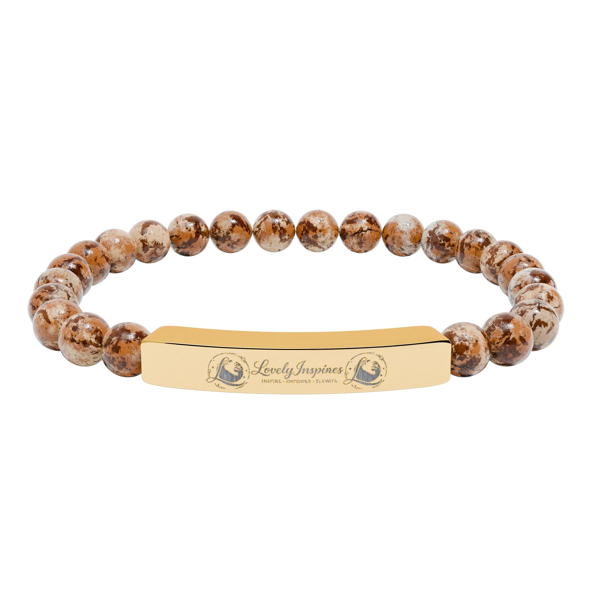 Engraved 'Love Yourself' Natural Stone Stretch Bracelet