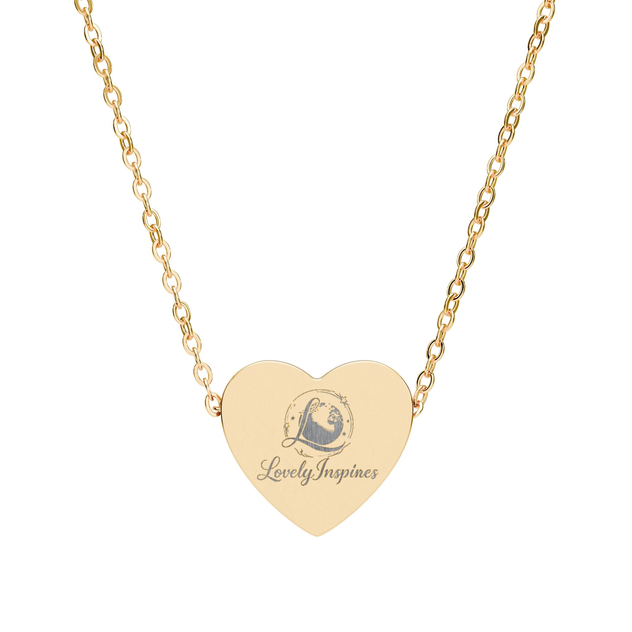 Engravable Heart Necklace — Princess Silhouette Personalized Pendant
